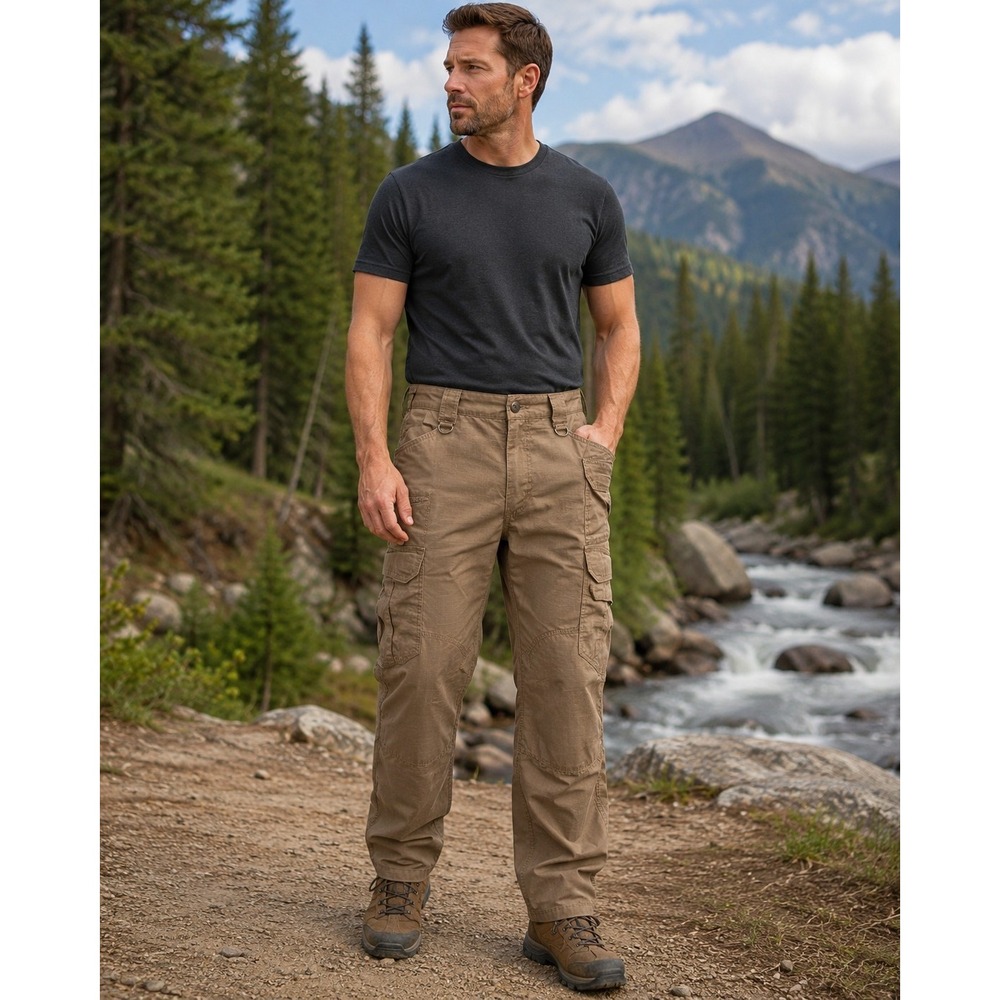 CQR Liberator Tactical Cargo Pants Mens 36x30 Brown Ripstop Military Hiking 3649